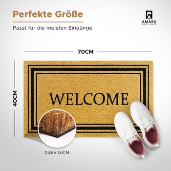 Štýlová rohožka Welcome z kokosového vlákna - 70x40cm - rohožka Welcome s protišmykovým PVC a