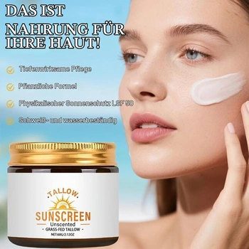 Opalovací krém s hovězím lojem SPF 50, přírodní balzám na ochranu před sluncem na obličej a tělo,