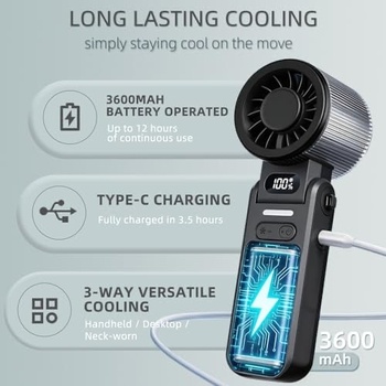 Ručný ventilátor duludulu, čierny