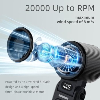 Ručný ventilátor duludulu, čierny