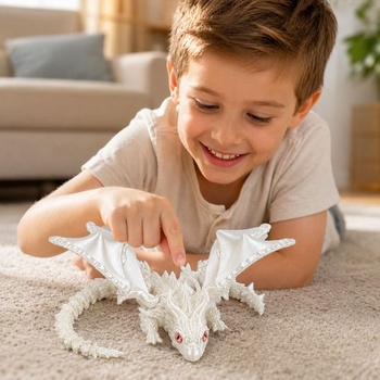 3D drak s krídlami, 30cm dračia hračka s očami
