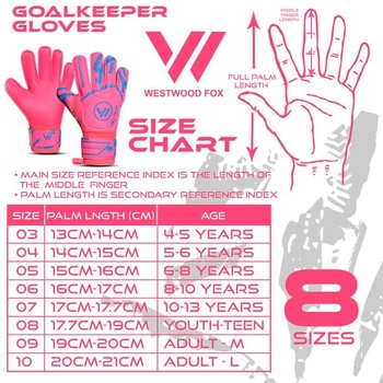Brankárske rukavice WESTWOOD FOX Fingersave pre futbalových brankárov pre deti, mládež a dospelých, od