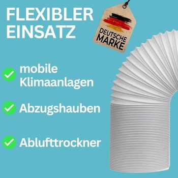 Výfuková hadica Home Melody 150 mm 3 metre flexibilné PVC pre prenosné klimatizácie, sušičky bielizne,