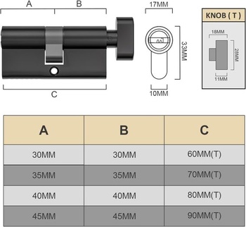 Cylindrický zámek Bwintech 80mm (40T/40) Euro ze slitiny niklu a zinku, bubnový zámek, klíč s 8