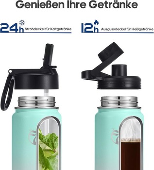 Fľaša na vodu HydroPal z nerezovej ocele - 750 ml, 1 l, 1,2 l, bez BPA, vhodná na sýtené nápoje,