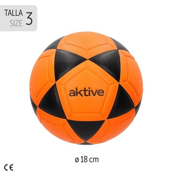 AKTÍVNA PVC halová futbalová lopta, 230–250 gramov, D18 cm, veľkosť 3, oranžovo-čierna, robustná a