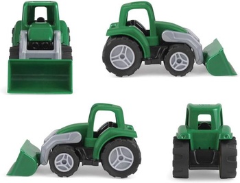 Lena 1263 Workies traktor s čelným nakladačom, 14 cm, ABS plastový traktor s pohyblivou lopatou,