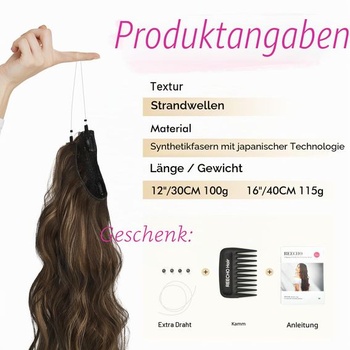 REECHO Secret Clip-in Extensions - Neviditelné příčesky s drátkem pro krátké a kudrnaté až vlnité