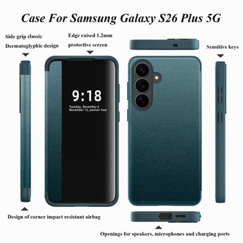 Ochranný kryt S26 Plus pro Samsung S26 Plus, flipové pouzdro, průhledné, tenké, flipové pouzdro pro