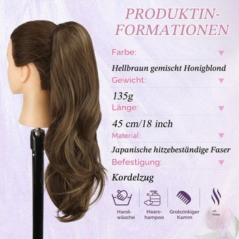 Príčesok RUWISS chvost 45 cm, medová blond