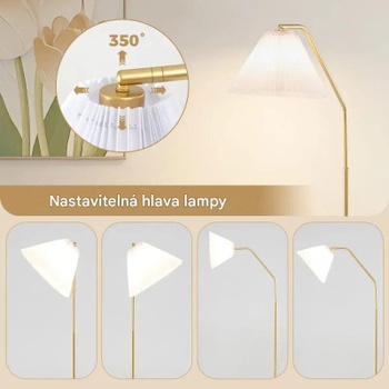 Stojacia lampa s päticou E27 a nastaviteľnou hlavou EU10166DE, 168 cm, zlatá - A