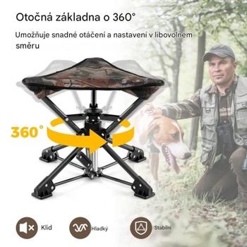 Skladacia kempingová stolička s protišmykovými nohami NP12630MC, otočná o 360 °, maskáčová - A