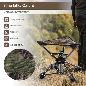Skladacia kempingová stolička s protišmykovými nohami NP12630MC, otočná o 360 °, maskáčová - A