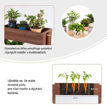 Vyvýšený záhon s 3 poschodiami GT4713CF, borovicové drevo, 71 x 38 x 105 cm, hnedý - A