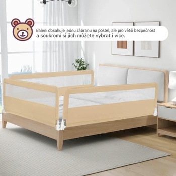 Detská skladacia zábrana postele BS10045MS, 180 cm, béžová - B