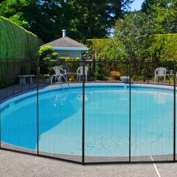 Skladací bazénový ochranný plot z textilnej tkaniny PQ4290FR, 360 x 125 cm, sivý - A