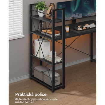Počítačový stôl LWD049B56V1, 137,2 x 60 x 118,7 cm, čierny - A