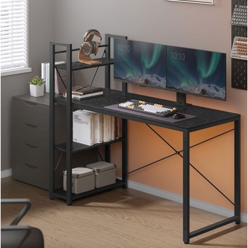 Počítačový stôl LWD049B56V1, 137,2 x 60 x 118,7 cm, čierny - A