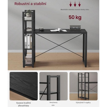 Počítačový stôl LWD049B56V1, 137,2 x 60 x 118,7 cm, čierny - A