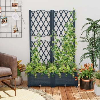 Vysoký záhon pre popínavé rastliny s odvodňovacími otvormi GT4324GR, 80 x 40 x 122 cm, sivý - A