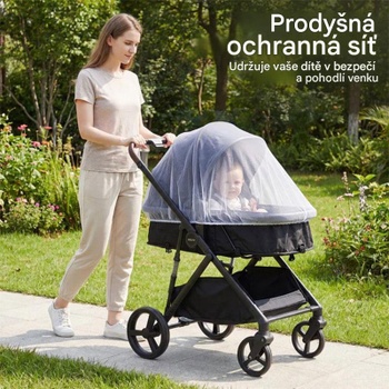 Detský kočík 2 v 1 s korbičkou BC10322BK, s otočným sedákom a strieškou, čierny - A