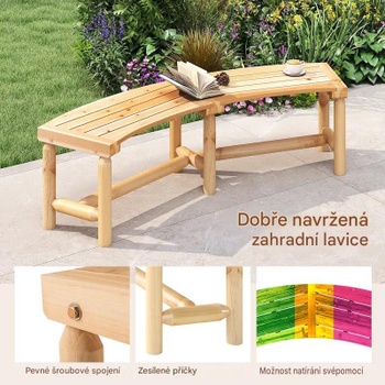 Záhradná zakrivená lavica 46442781, pre 2-3 osoby, prírodná - A