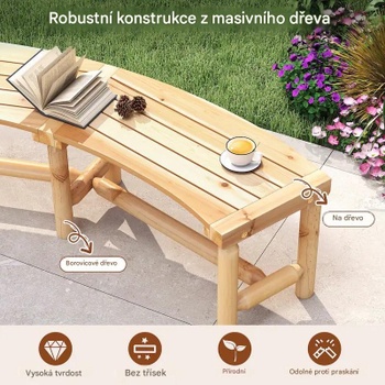 Zahradní zakřivená lavice 46442781, pro 2-3 osoby, přírodní - A