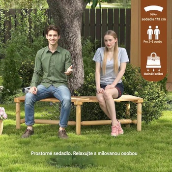 Zahradní zakřivená lavice 46442781, pro 2-3 osoby, přírodní - A