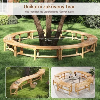 Záhradná zakrivená lavica 46442781, pre 2-3 osoby, prírodná - A