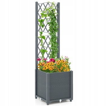 Kvetinový záhon pre popínavé rastliny GT4393GR, 40 x 40 x 140 cm, šedo/strieborný - A
