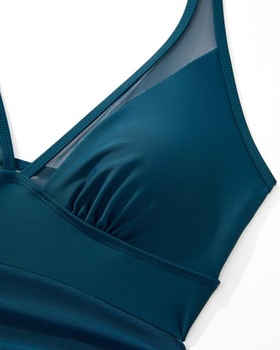 DOULAFASS sieťované priesvitné plavky dámske sexy plavky s výstrihom do V, push-up plavky s kontrolou