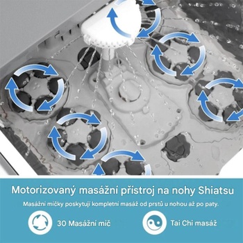 Masážny prístroj na nohy ES10411DE-GR, s funkciou ohrevu a sprchovania, 35 - 48 ° C, sivý - N