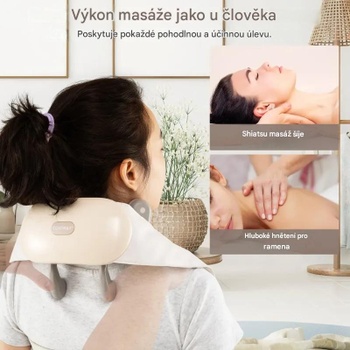 Masážny prístroj na krk a ramená JS10037BE, vyhrievanie 40 - 45 ° C, béžová - A
