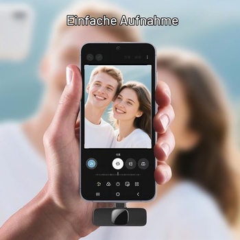 Bezdrátový klopový mikrofon pro iPhone, iPad a Android, sada 2 mini mikrofonů s potlačením hluku,