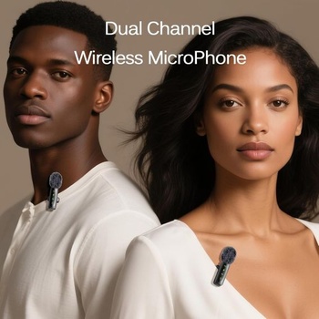 Bezdrátový klopový mikrofon pro iPhone, iPad a Android, sada 2 mini mikrofonů s potlačením hluku,