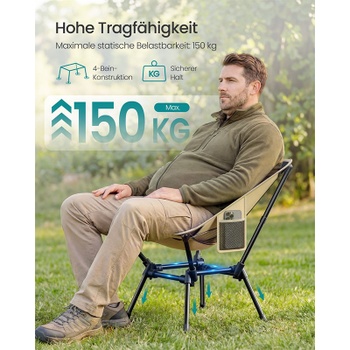 Sada 2 kempingových stoličiek GCB052KZ01, nosnosť 150 kg, 2 bočné vrecká, béžové - A