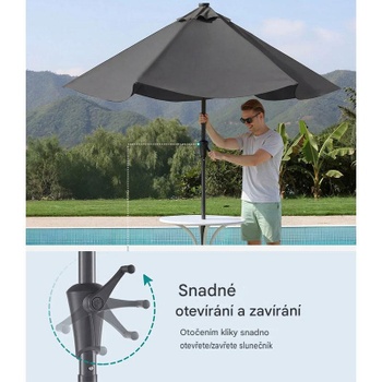 Záhradný slnečník GPU27GYV1, výklopný, UPF50+, 270 cm, sivý - A