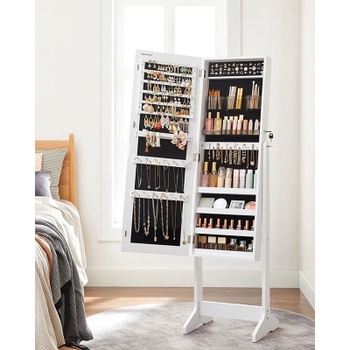 Stojacia šperkovnica so zrkadlom JJC002W01, 41 x 152 x 37 cm, biela - A