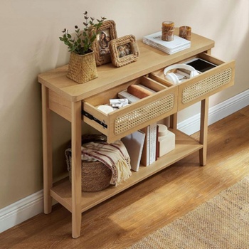 Konzolový stolík LNT016YC02, 100 x 30 x 80 cm, prírodný - A