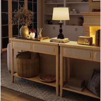 Konzolový stolík LNT016YC02, 100 x 30 x 80 cm, prírodný - A