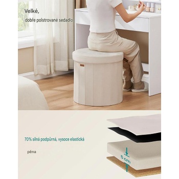 Taburet s vekom LFS608L01, 46 x 45 cm, 65 l, béžový - A