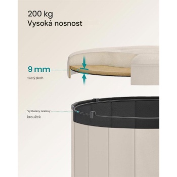 Taburet s vekom LFS608L01, 46 x 45 cm, 65 l, béžový - A
