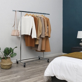 Vešiak na oblečenie HSR13S, 45 x (92-132) x 161,5 cm, nosnosť 100 kg, strieborný - A