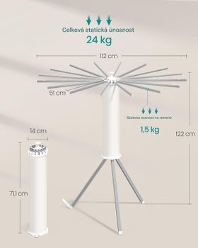 Otočný sušiak na bielizeň LLR531EW01, 112 × 122 × 112 cm, strieborná - A