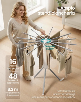 Otočný sušiak na bielizeň LLR531EW01, 112 × 122 × 112 cm, strieborná - A