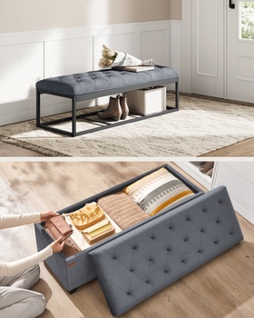Úložná lavica s vekom LSF089G01V1, nosnosť až 300 kg, 40 x 110 x 40 cm, sivá - A