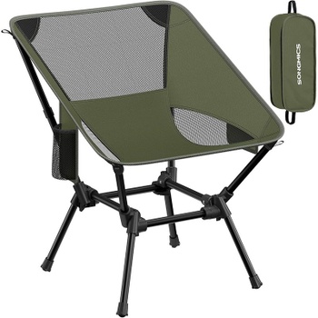 Skladacia kempingová stolička GCB050CZ01, výškovo nastaviteľná, oceľový rám, nosnosť 150 kg, zelená - A