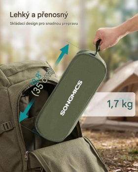 Skladacia kempingová stolička GCB050CZ01, výškovo nastaviteľná, oceľový rám, nosnosť 150 kg, zelená - A