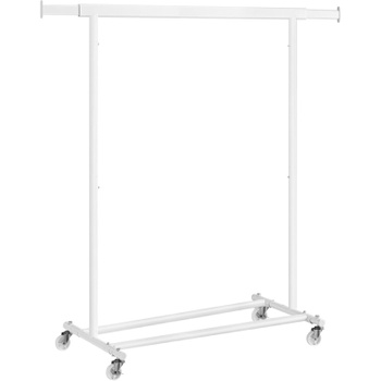 Vešiak na oblečenie HSR013W01, na kolieskach, nosnosť až 100 kg, biely - A