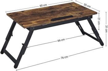 Stolík do postele LLD105B01, 60 x 35 x 31 cm, čierno / hnedý - A